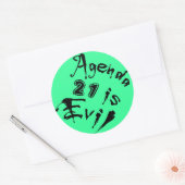 Sticker Rond Agenda 21 est l'arrière - plan vert mal (Enveloppe)