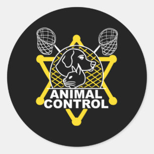 Sticker Rond Agent de contrôle des animaux Catcher Chats Chiens