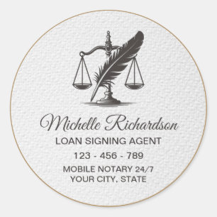 Sticker Rond Agent de signature de prêt notarié moderne blanc o