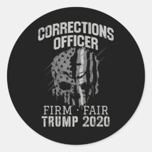 Sticker Rond Agent de surveillance Trump mince ligne argentée o