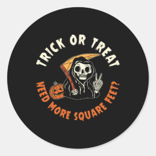 Sticker Rond Agent Immobilier Halloween Tricoter Ou Traiter Bes