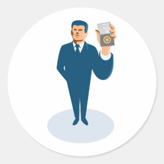 Sticker Rond agent secret de l'homme d'affaires affichant le ba