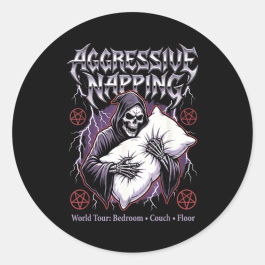 Sticker Rond Aggressive Napng Funny Heavy Metal Grim Reaper Sle (Devant)