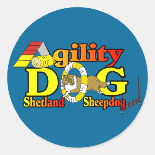Sticker Rond Agilité de Sheltie de chien de berger de Shetland