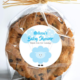 Sticker Rond Agneau bleu Sweet Boy Baby shower Merci mignon
