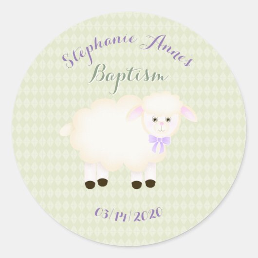 Sticker Rond Agneau de baptême (Devant)