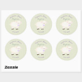 Sticker Rond Agneau de baptême (Feuille)