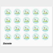 Sticker Rond Agneau de printemps mignon aqua bleu anniversaire  (Feuille)