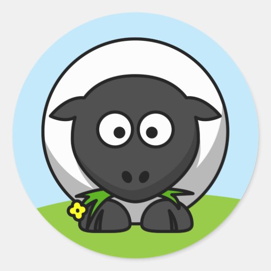 Sticker Rond Agneau en caricature mignon (Devant)