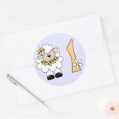 Sticker Rond Agneau marguerrier 1er anniversaire (Enveloppe)