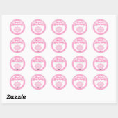 Sticker Rond Agneau rose mou Simple Baby shower doux moderne (Feuille)
