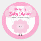 Sticker Rond Agneau rose mou Simple Baby shower doux moderne (Devant)