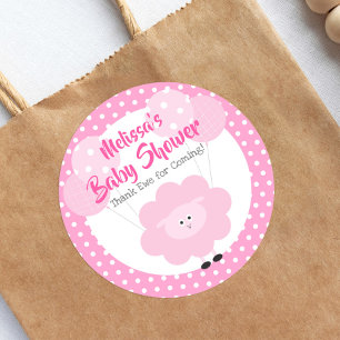 Sticker Rond Agneau rose mou Simple Baby shower doux moderne