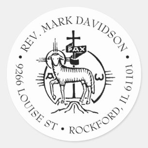Sticker Rond Agnus Dei Lamb de Dieu Prêtre religieux