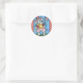 STICKER ROND AGRÉABLE PATRIOTIQUE ÉLÉPHANT WAVANT DRAPEAU AMÉRI (Sac)