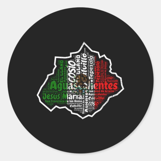 Sticker Rond Aguascalientes Mexique Bandera Mexicana Mapa Mexic (Devant)