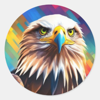 Sticker Rond Águila Calva Colorida