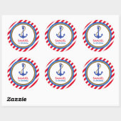 Sticker Rond AHOY ! Baby shower Nautique (Feuille)