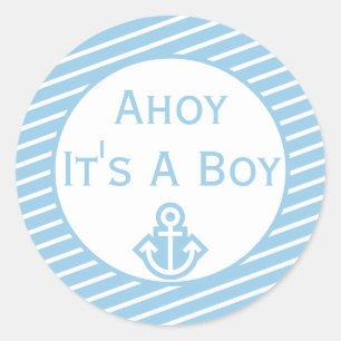 Sticker Rond Ahoy C'est un chevalet de Baby shower garçon