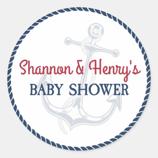 Sticker Rond Ahoy C'est un garçon Baby shower nautique (Devant)