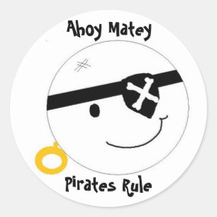 Sticker Rond Ahoy Matey Pirates