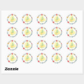 Sticker rond Aïd Moubarak aux fleurs blanches (Feuille)