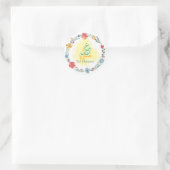 Sticker rond Aïd Moubarak aux fleurs blanches (Sac)