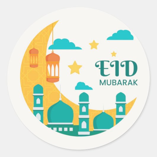 Sticker Rond Aïd Moubarak Moon et star (Devant)