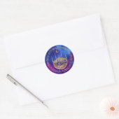 Sticker Rond Aïd Moubarak - Or pastel et violets (Enveloppe)