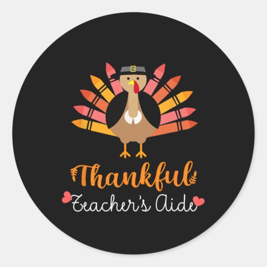 Sticker Rond Aide de l'enseignant Thanksgiving Fall mignonne Tu (Devant)
