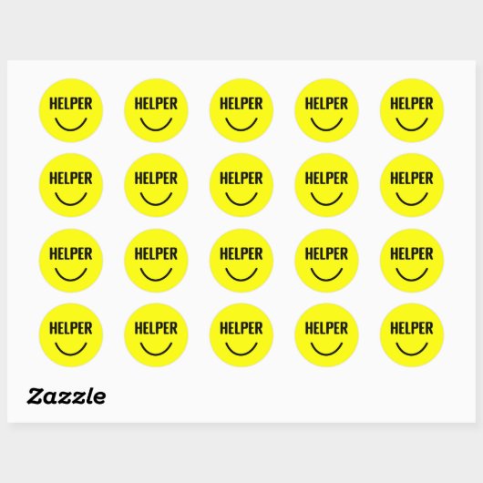 Sticker Rond Aider Joyeux Sourire Visage Jaune (Feuille)