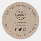 Sticker Rond Aider notre entreprise à croître | Rustique Kraft  (Devant)