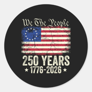 Sticker Rond Aigle 250 Ans Américain 1776 2026 250ème Naissance