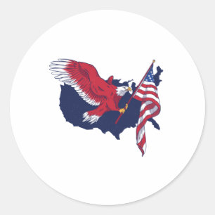 Sticker Rond Aigle à drapeau américain