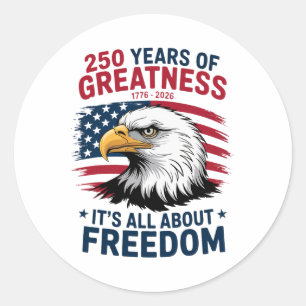 Sticker Rond Aigle américain - 250e anniversaire 4 juillet