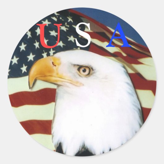Sticker Rond Aigle avec drapeau, U, S, A scker (Devant)