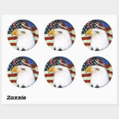 Sticker Rond Aigle avec drapeau, U, S, A scker (Feuille)