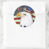 Sticker Rond Aigle avec drapeau, U, S, A scker (Sac)