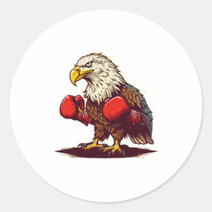 Sticker Rond Aigle avec gants de boxe pour un graphisme cool et