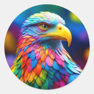 Sticker Rond Aigle chauve aux couleurs de l'arc-en-ciel-654568