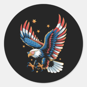 Sticker Rond Aigle chauve patriotique Drapeau américain 4 juill