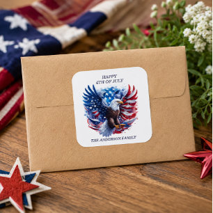 Sticker Rond Aigle chauve patriotique étoiles rayures rouge bla