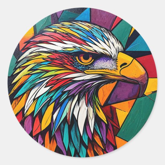Sticker Rond Aigle coloré Aigle faunique patriotique Cadeau (Devant)