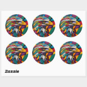 Sticker Rond Aigle coloré Aigle faunique patriotique Cadeau (Feuille)