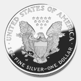 Sticker Rond Aigle d'argent américain 1 dollar