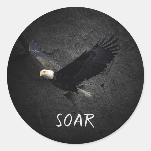 Sticker Rond Aigle de Bald sur roche noire (Devant)
