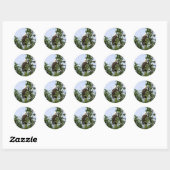 Sticker Rond Aigle de tête dans l'arbre (Feuille)