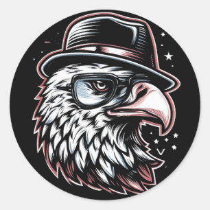 Sticker Rond Aigle drôle