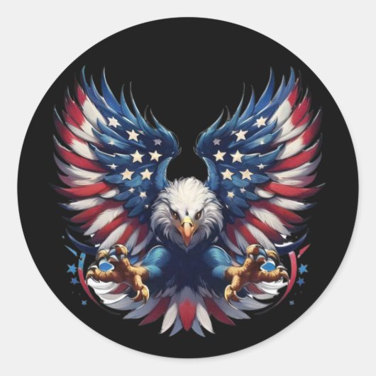 Sticker Rond Aigle du drapeau américain, Clipart de sublimation (Devant)