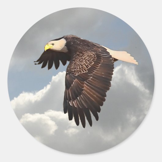 STICKER ROND AIGLE EN TRAIN (Devant)